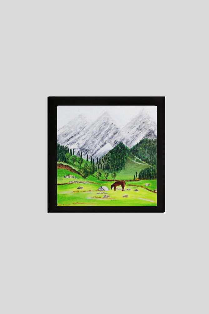 Kashmir valley - framed poster (black)