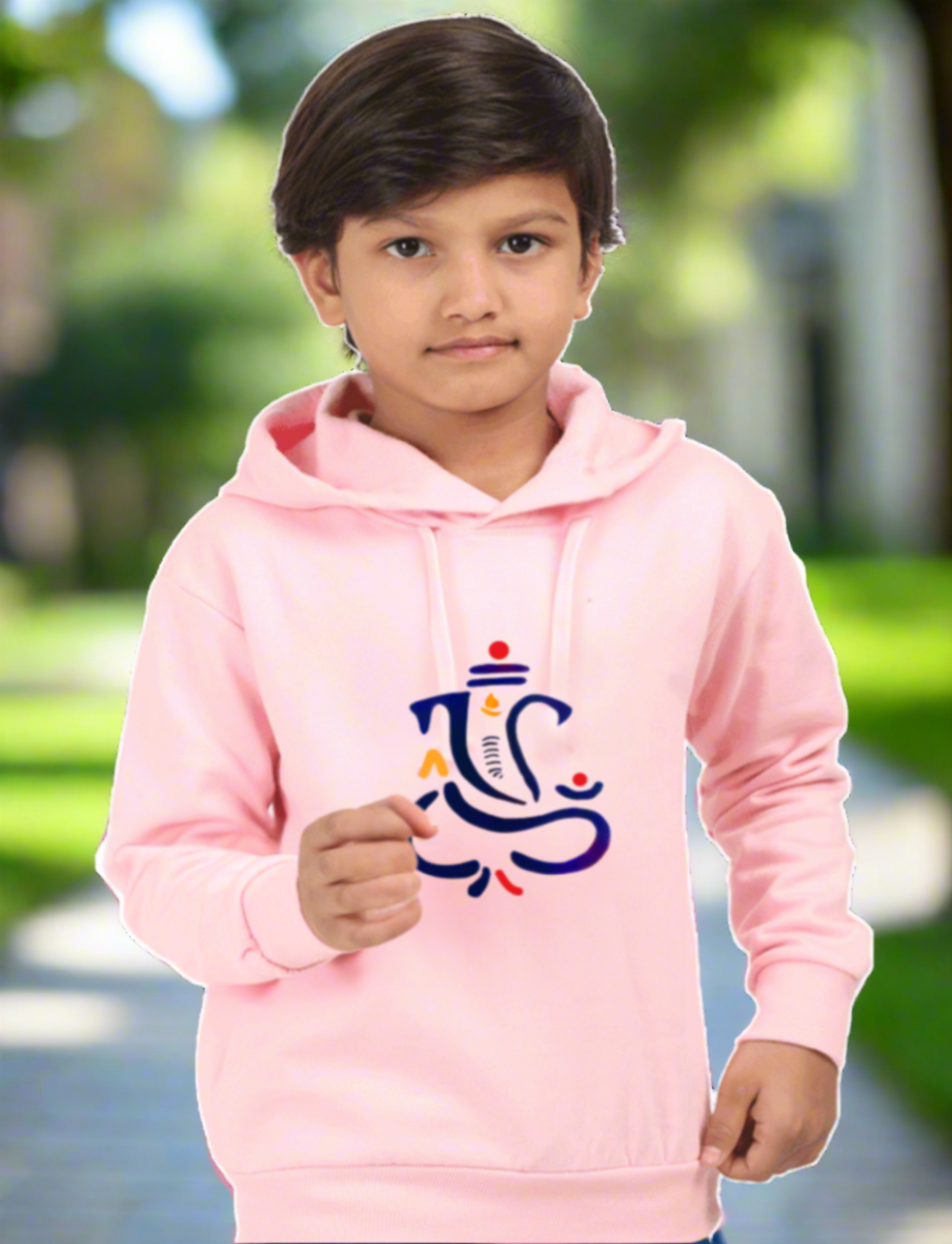 Ganpati kid's (boy) Hoodie (pink & grey)