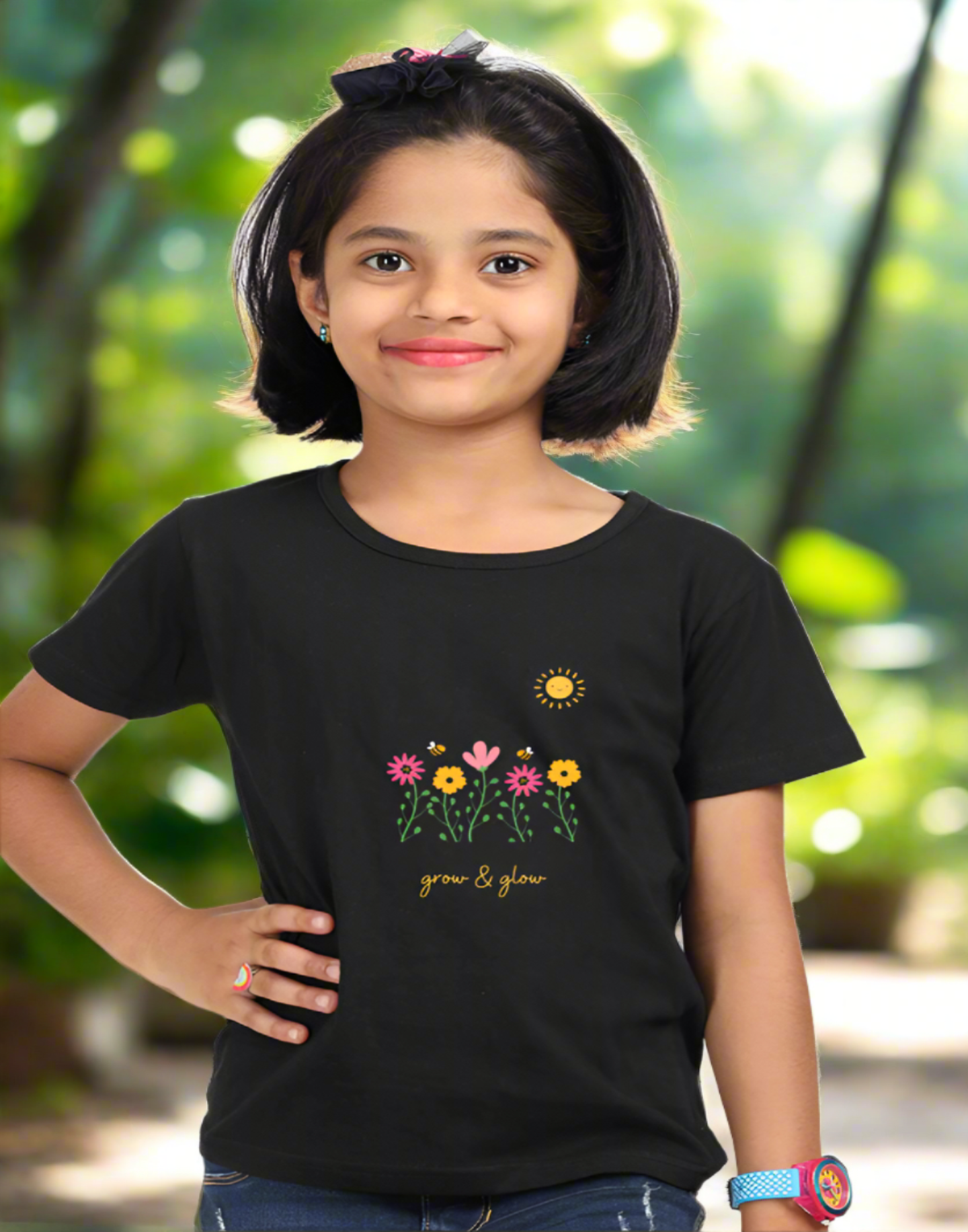 Kids (girl) t-shirt - floral (Multicolor)