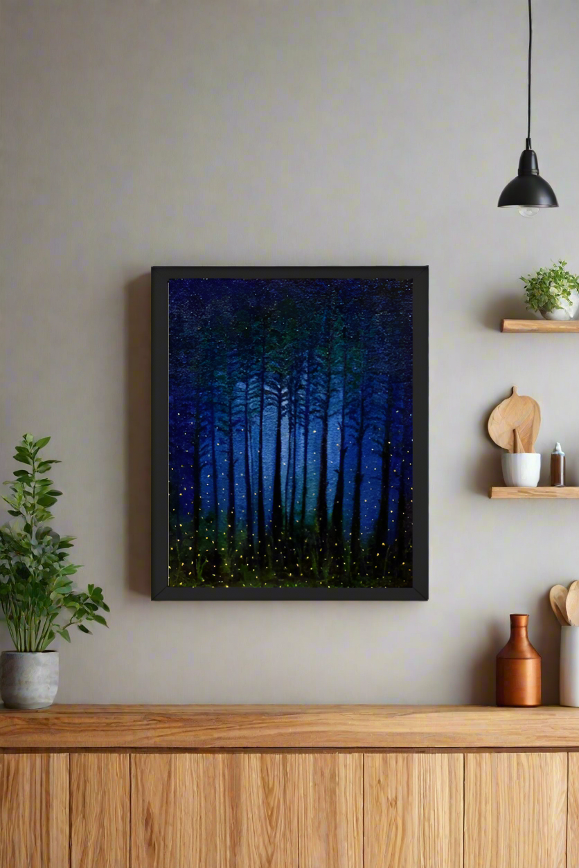 Rajmachi fireflies - framed poster (black)
