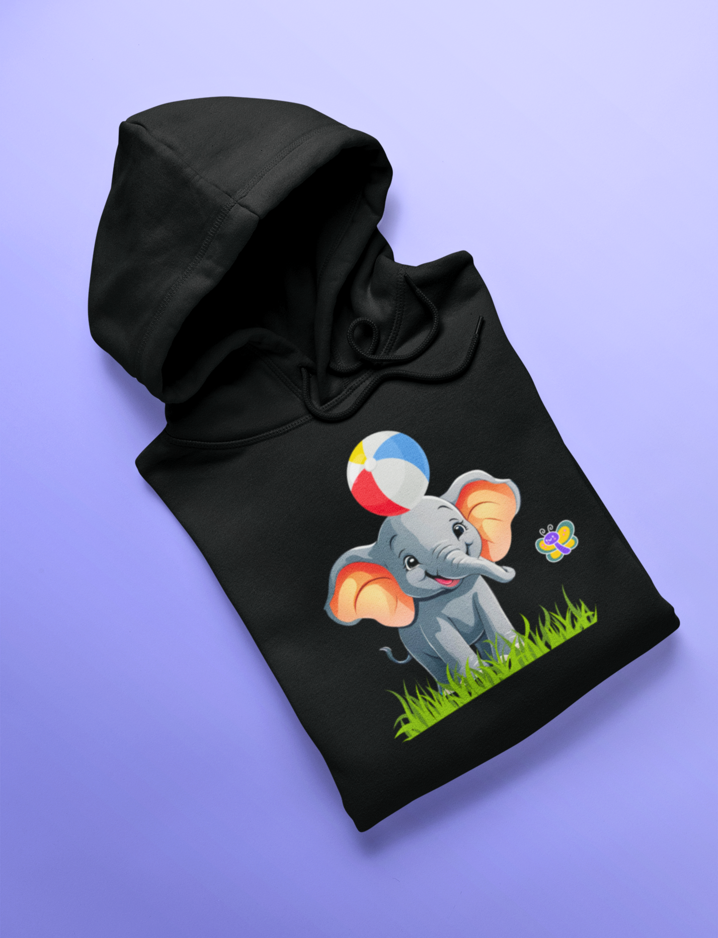 Kids Unisex Hooded Sweatshirt for Boys & Girls - Baby Elephant (black)