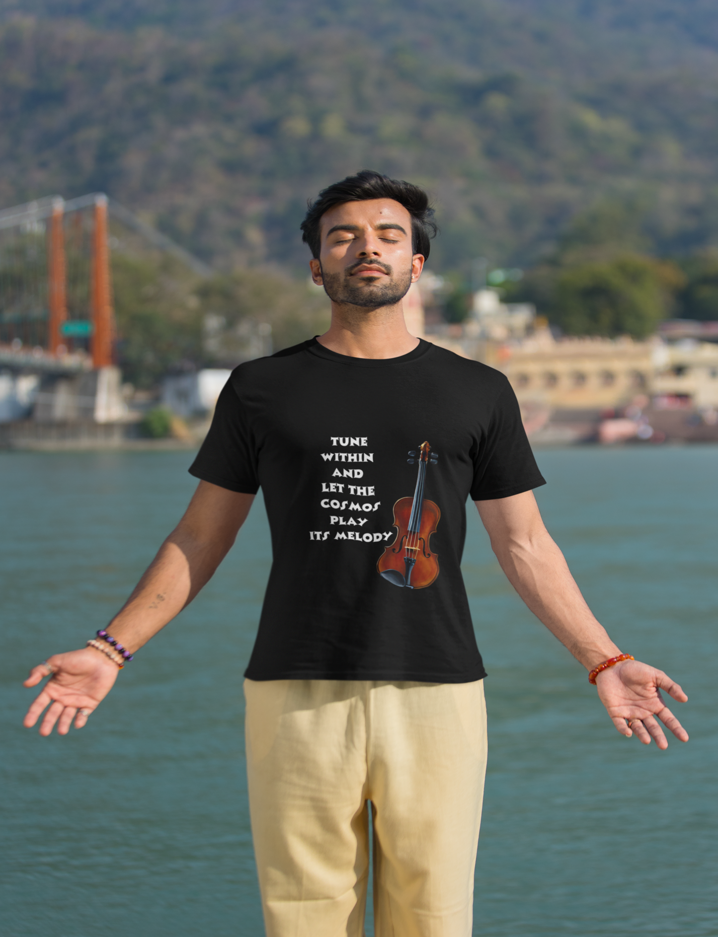 Tune within - Men's T-shirt (multicolor white text)