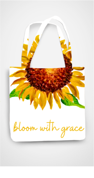 Zipper Tote Bag - Hand painted Sunflower (DTF)