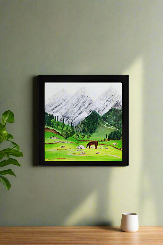 Kashmir valley - framed poster (black)