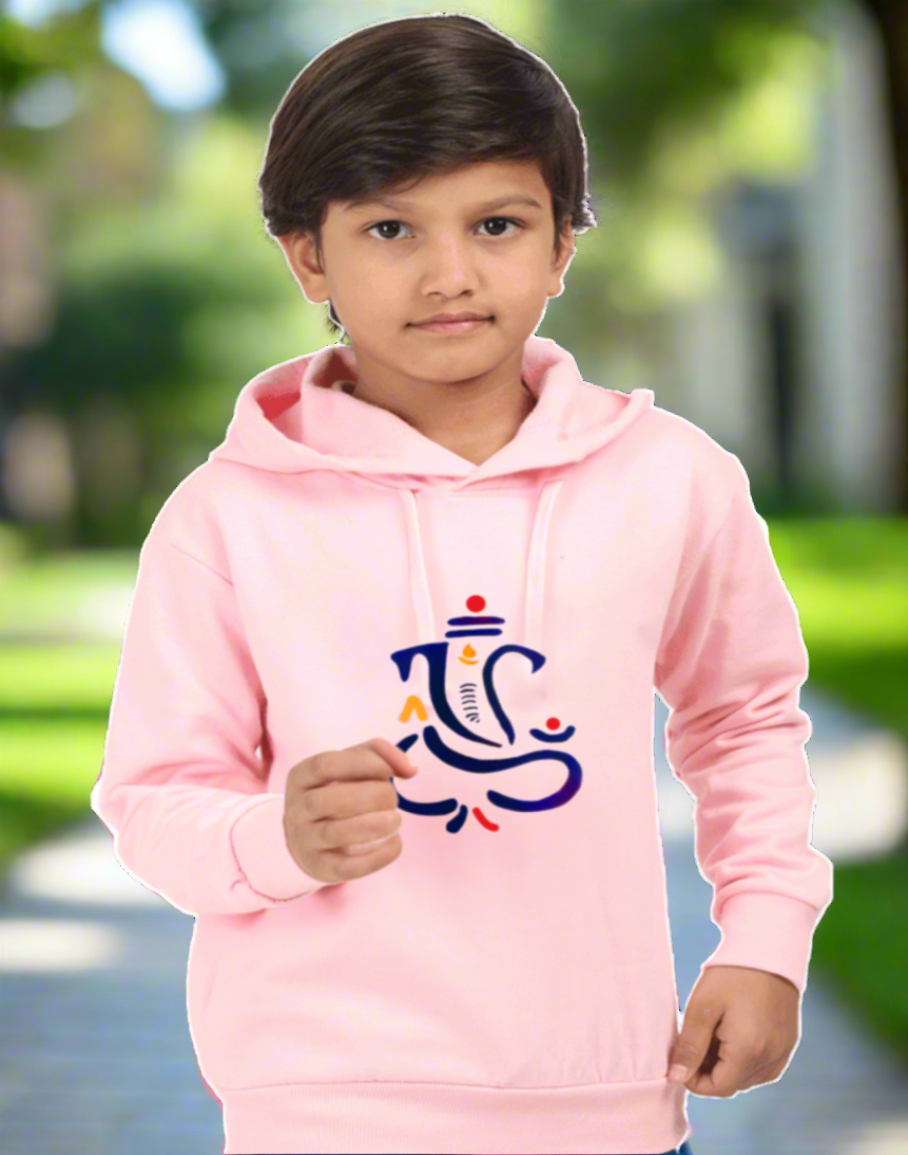 Ganpati kid's (boy) Hoodie (pink & grey)