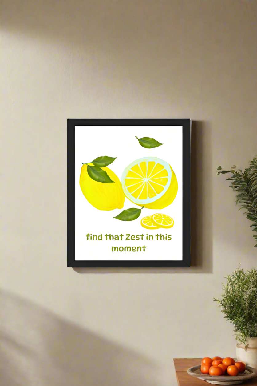 Lemon Zest - framed poster (8"x10" white, black)