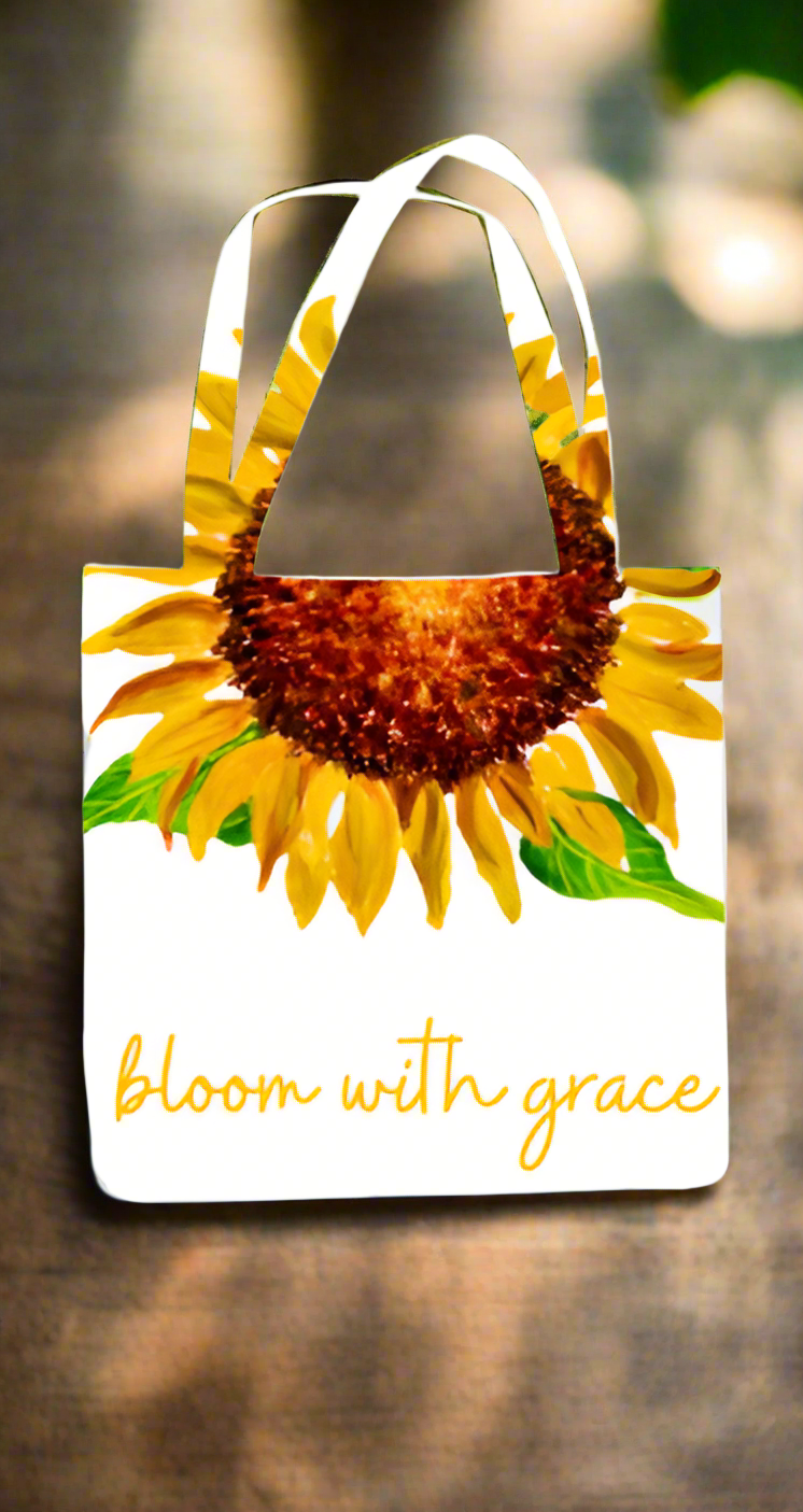 Zipper Tote Bag - Hand painted Sunflower (DTF)