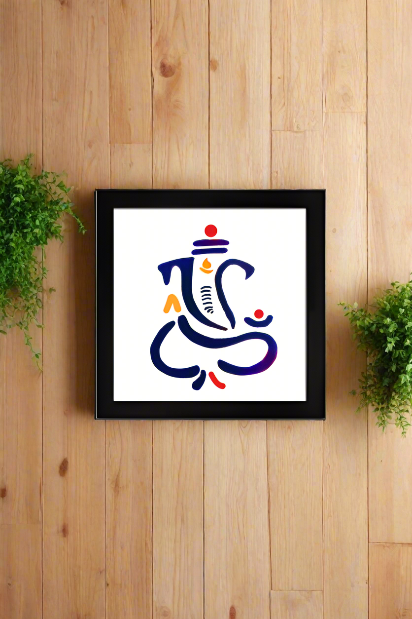 Ganpati - framed poster (black, white)