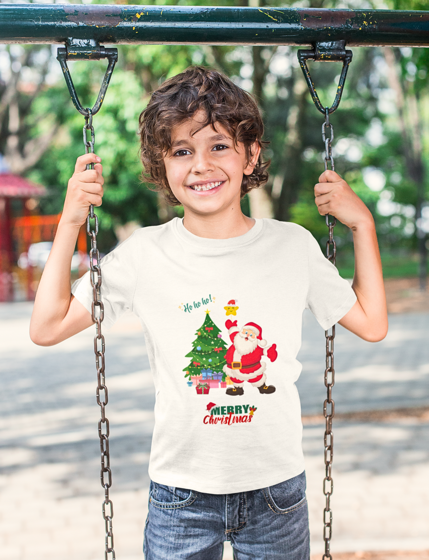 Santa Claus Boy's T-shirt (white, black, navy blue)